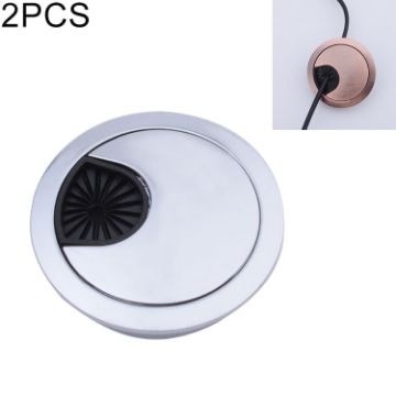 2 PCS Zinc Alloy Desk Hole Cover, 50mm Diameter, Bright Gold Finish - 1