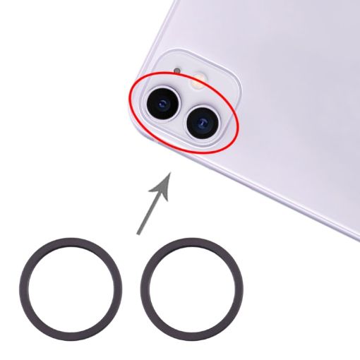 iPhone 11 Rear Camera Glass Lens Protector Ring 2 PCS (Black) - 1