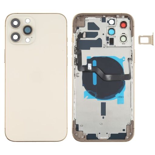 iPhone 12 Pro Max Gold Battery Back Cover with Keys & Charging Module - 1