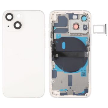 iPhone 13 mini Battery Back Cover with Keys, Tray, Flex & Charging (White) - 1