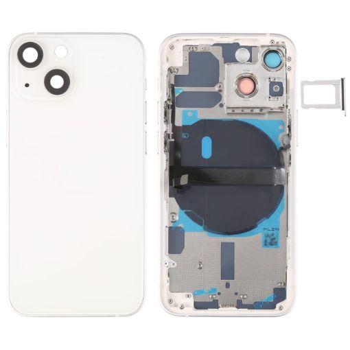 iPhone 13 mini Battery Back Cover with Keys, Tray, Flex & Charging (White) - 1