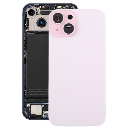 iPhone 15 Plus Pink Glass Battery Back Cover with Camera Lens Cover - 1