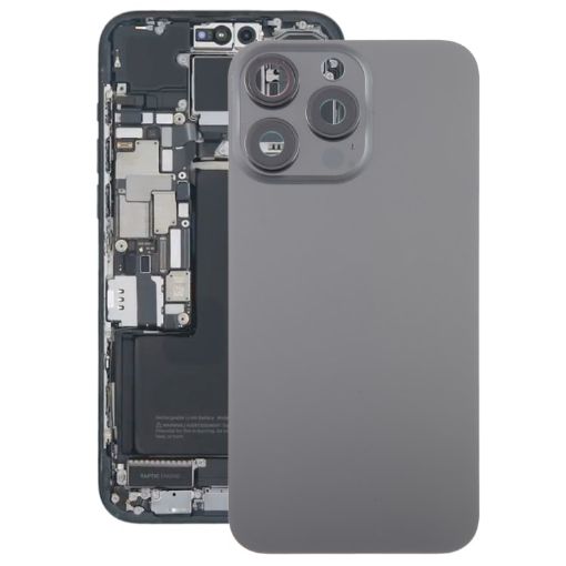 iPhone 15 Pro Max Glass Back Cover with Camera Lens (Black) - 1