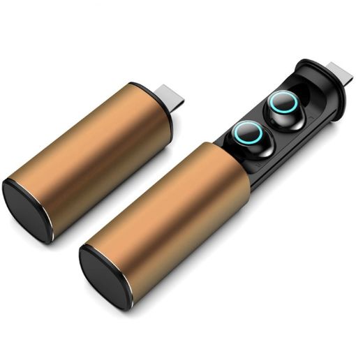 S5 Twins Sports Magnetic TWS Bluetooth V5.0 Wireless Earphones Gold - 1
