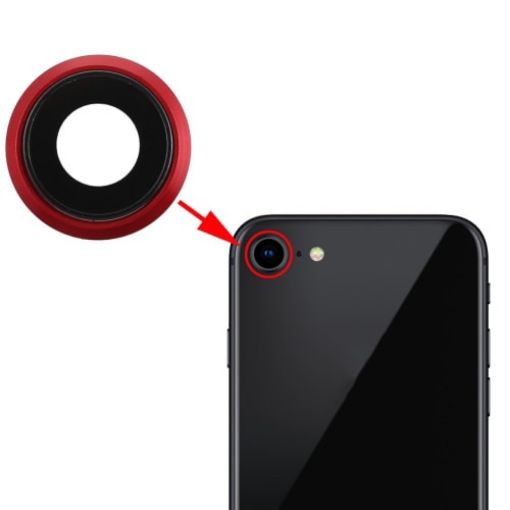 iPhone 8 Red Back Camera Bezel with Lens Cover Replacement - 1