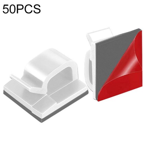 HG2392 50 PCS Desktop Cable Organizer Clips, Red/Grey, Gum Type - 1