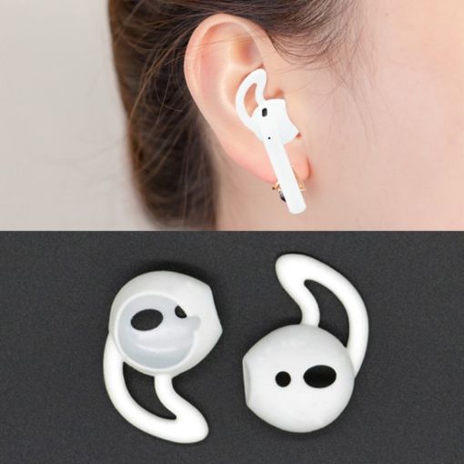 2pcs White Silicone Ear Caps Earpads for Apple AirPods Wireless Earphone - 1