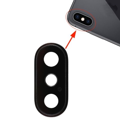 iPhone XS/XS Max Back Camera Bezel with Lens Cover - Black - 1