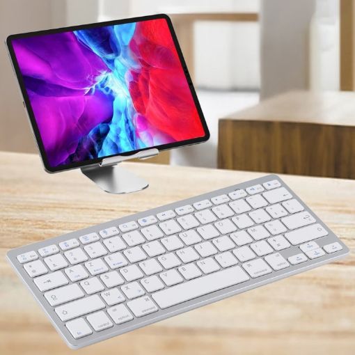 Ultra-thin Wireless Bluetooth Keyboard, French Keys, Silver, for Tablets - 1