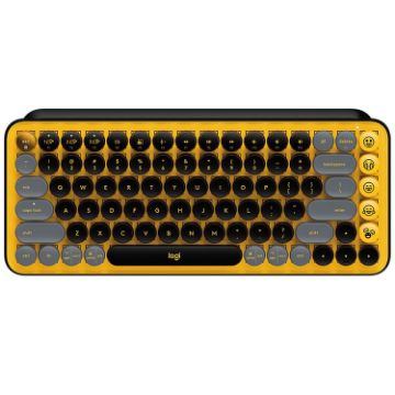 Logitech POP KEYS Yellow Bluetooth Mechanical Keyboard - Round Buttons - 1