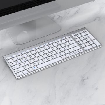 109 Three-mode Wireless Bluetooth Keyboard Silver - Compact & Versatile - 1