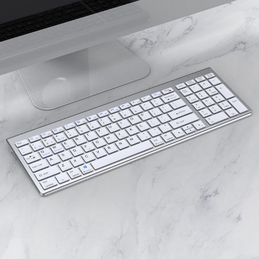 109 Three-mode Wireless Bluetooth Keyboard Silver - Compact & Versatile - 1