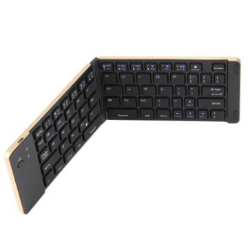 F66 Gold Foldable Bluetooth Wireless Keyboard, 66 Keys, Android/Windows/iOS - 1