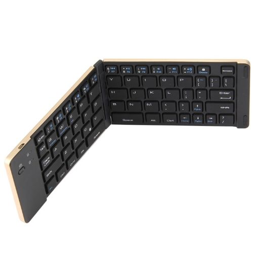 F66 Gold Foldable Bluetooth Wireless Keyboard, 66 Keys, Android/Windows/iOS - 1