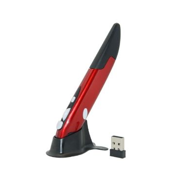 Wireless Optical Pen Mouse - PR-03 2.4G USB, 1600 DPI, Red for PC/Laptop - 1