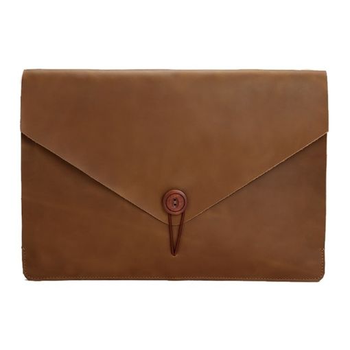 Genuine Leather Laptop Tablet Bag for 15.4" & Below - Yellow - 1