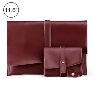 Leather Laptop & Tablet Bag w/ Cable Winder for 11.6" & Below - Wine Red - 1
