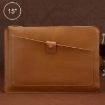 Genuine Leather Business Laptop Tablet Bag 15" & Below - Yellow Zipper - 1