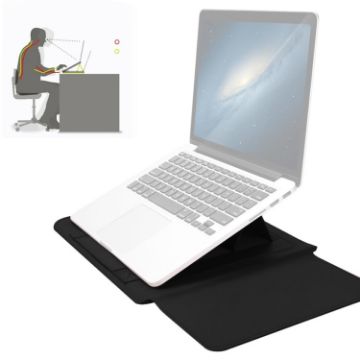 Universal Waterproof PU Leather Laptop Bag Set for 13/14" - Black - 1