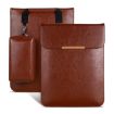 13.3" 2-in-1 Laptop Sleeve & Mouse Storage Bag - Brown PU Leather - 1