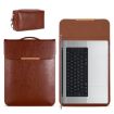 13.3" 2-in-1 Laptop Sleeve & Mouse Storage Bag - Brown PU Leather - 2