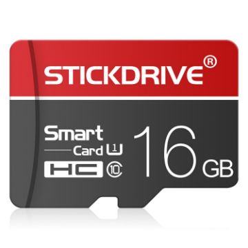STICKDRIVE 16GB U1 TF Micro SD Memory Card - White Line Red/Black - 1