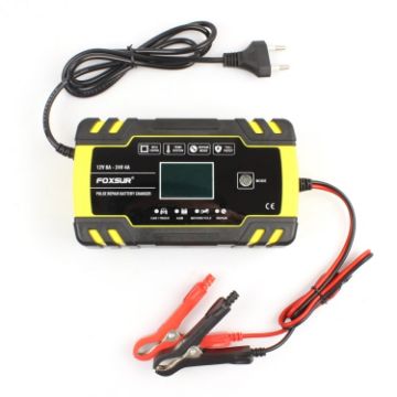 FOXSUR 12V-24V Car Motorcycle Truck Battery Charger AGM, EU Plug - 1