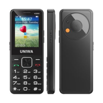 UNIWA V2000 Elder Phone, 2.4" Unisoc T107, 1700mAh, 4G, SOS, EU Plug - 1