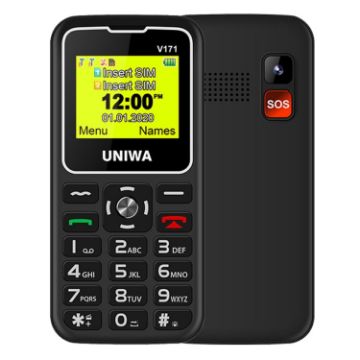 UNIWA V171 Mobile Phone, 1.77", 1000mAh, Dual SIM, Bluetooth, FM, MP3/MP4, Black - 1