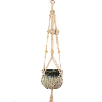 Macrame Hanging Flower Pots - Indoor Outdoor Braided Rope Planter Holder - 1