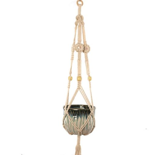 Macrame Hanging Flower Pots - Indoor Outdoor Braided Rope Planter Holder - 1