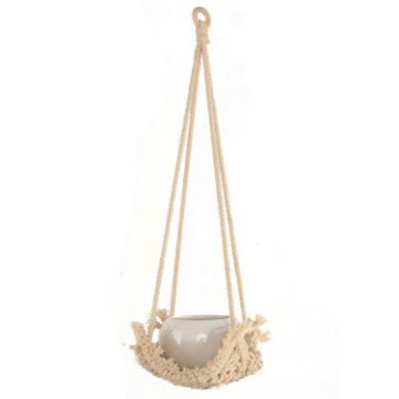 Macrame Hanging Flower Pots - Indoor Outdoor Braided Rope Planter Holder - 1