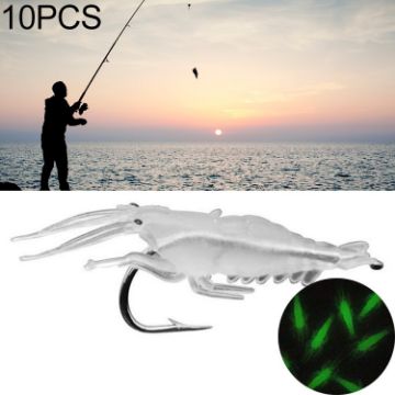 10 PCS 4cm Fluorescent Soft Shrimp Bait Lures with Hook - 1