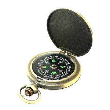 Nisa J35A Vintage Metal Pocket Watch with Compass - Flip Design - 1