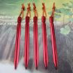 5 PCS Red Aluminium Tent Pegs with Rope - 18cm Outdoor Accessories - 1