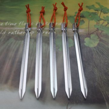 5 PCS Aluminium Tent Pegs with Rope, 18cm - Outdoor Tent Accessories - 1