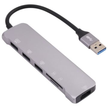 6 in 1 USB Adapter: NK-3043HD with TF/SD Slot, USB 3.0 & 3 USB 2.0 Ports - 1