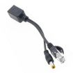 RJ45 POE Injector & Splitter Cable with 2.1x5.5mm DC Jack - Black - 1