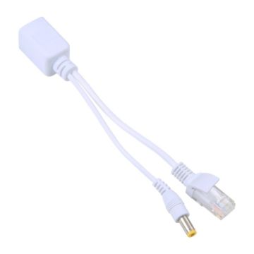 RJ45 POE Injector & Splitter Cable with 2.1x5.5mm DC Jack - White - 1
