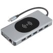 14-in-1 Type-C Docking Station with Wireless Charging & 1000M Port - 1