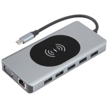 14-in-1 Type-C Docking Station with Wireless Charging & 1000M Port - 1