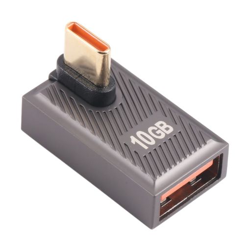 USB-C Male to USB Female 10Gbps 90 Bend Adapter (Gun Metal) - 1