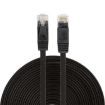 15m Black CAT6 Ultra-thin Flat Ethernet LAN Cable RJ45 Patch Lead - 1