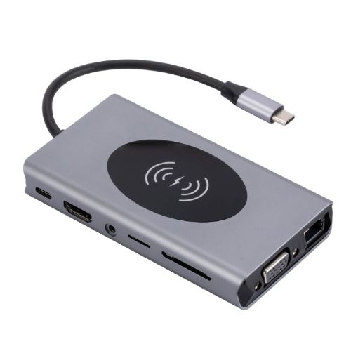 13-in-1 USB-C Hub Docking Station with Wireless Charger Function - 1
