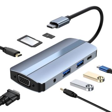 BYL-2105 8-in-1 USB-C/Type-C Docking Station HUB Adapter - 1