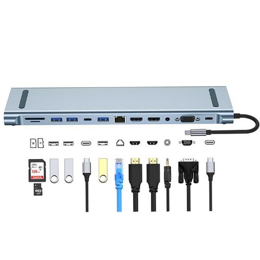 12-in-1 USB-C/Type-C Docking Station HUB Adapter BYL-2003U2 - 1