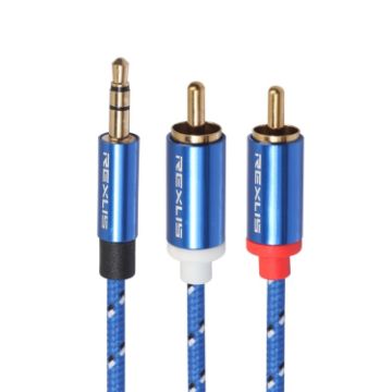 REXLIS 3610 3m 3.5mm to Dual RCA Gold-Plated Audio Cable Blue Braided - 1
