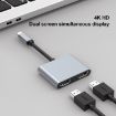 Dual HDTV USB-C/Type-C HUB Adapter - 2 in 1 Ports, 70 Characters - 4