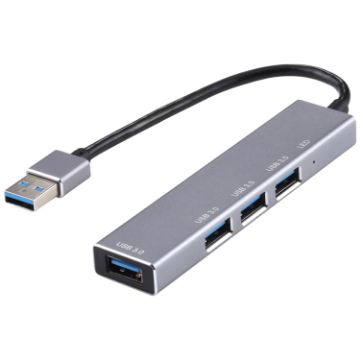 USB 3.0 Aluminum Alloy HUB Adapter with LED Indicator - Silver Grey - 1