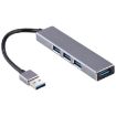 USB 3.0 Aluminum Alloy HUB Adapter with LED Indicator - Silver Grey - 2